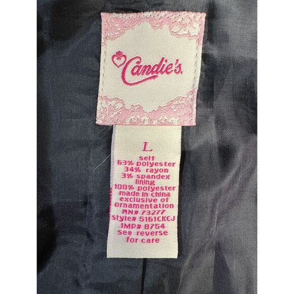 Y2K Candie’s Black Pinstripe Cropped Blazer Women’s L - Picture 8 of 8